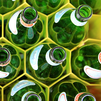 green glass bottles