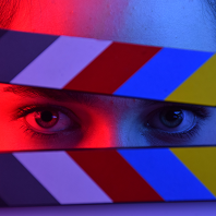 Eyes between clapperboard