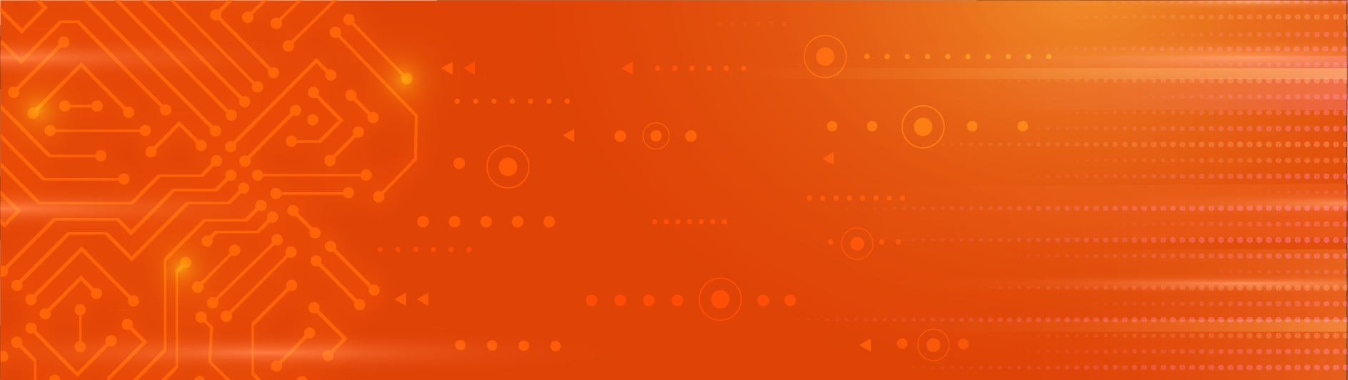 Orange header with dots and lines